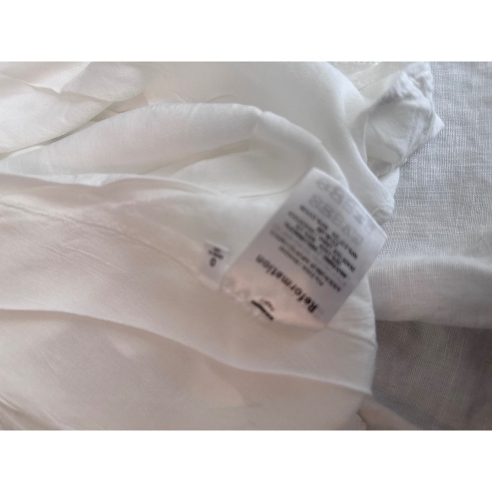 Reformation White Linen Midi Dress Ruffle Strap Slit Cottagecore Summer Sz 0 kk - Picture 6 of 9
